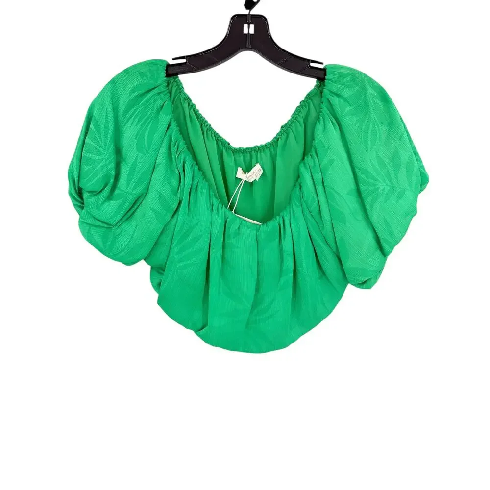 RAMY BROOK Top NEW Size L Brooks Off-the-Shoulder Crop Top Vibrant Green $285 - Picture 4 of 6
